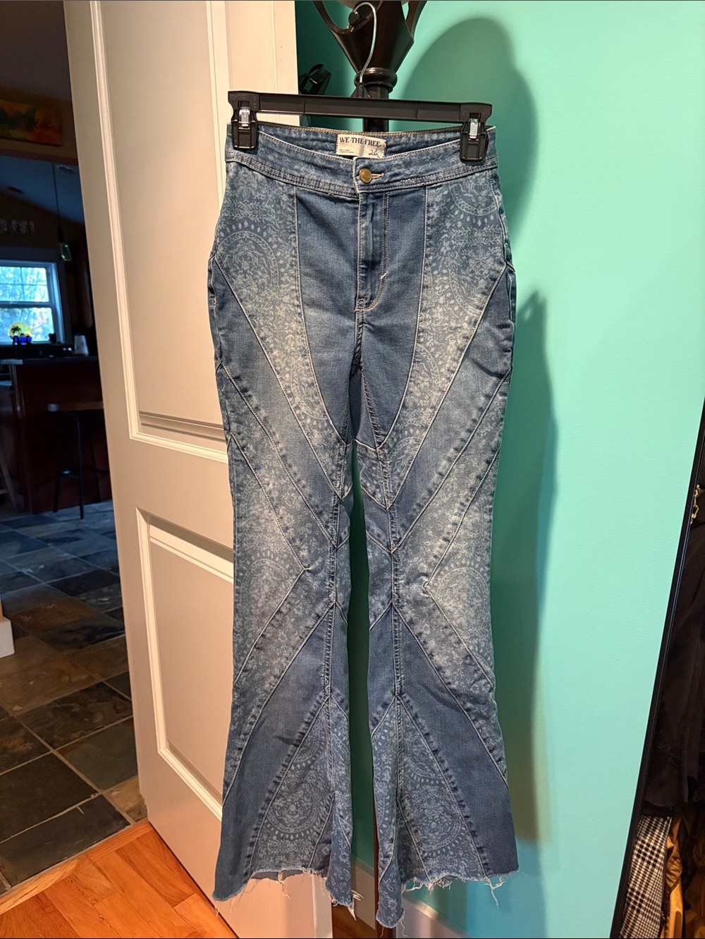 Free People Womens Blue Patchwork Denim Jeans